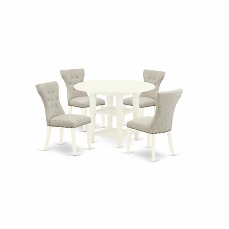 East West Furniture Dining Room Set Linen White SUGA5-LWH-35