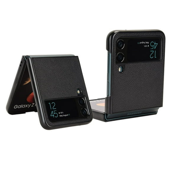 TECH CIRCLE for Samsung Galaxy Z Flip 4 6.7" 2022 Folding Case, Lightweight Premium PU Leather Heavy Duty Full Body Protective Case for Samsung Z Flip 4 Women & Men, Black