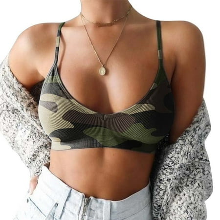

SHerrylily Women Camouflage Print V-Neck Yoga Bra