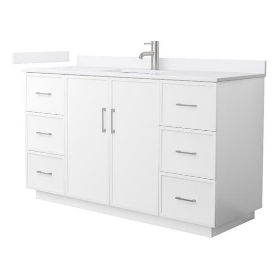 Elan TK 60" White Single Vanity & White Cultured Marble Top & Nickel Trim