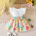 thumbnail image 5 of MEZZALL Dresses Easter Bunny Print Girls Summer Dress With Flutter Sleeves And Allover Floral Pattern For Toddler Baby Boho Kids Crew Neck Solid Color Child Party Sundress, 5 of 8