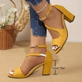 thumbnail image 4 of Strappy Heels for Women, Chunky Heels, Women High Heels, Dress Sandals Women, Women Classic Summer Open Toe Heeled Sandals Fashion Dress Shoe Comfort Walking Footwear Anti Slip Heels, Yellow 7.5, 4 of 5
