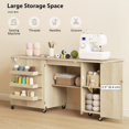 thumbnail image 3 of Folding Sewing Machine Table with Storage - Natural Wood Craft Table for Living Room, Bedroom & Small Spaces - Adjustable Shelf, 2 Doors, Mobile Design, 3 of 7
