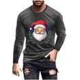 thumbnail image 3 of UVEASISHA en Solde T-Shirts de Noël à Manches Longues pour Hommes Mignon Imprimé du Père Noël Coupe Ajustée T-Shirts Xmas Extensible Décontracté Col Rond Hauts Grande Taille et Très Grande Taille Cool Mode Urbaine T-Shirt Gris Foncé TTG, 3 of 6