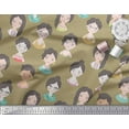 thumbnail image 3 of Soimoi Green Cotton Duck Fabric Women Face Human Figure Print Fabric by Yard 42 Inch Wide, 3 of 3