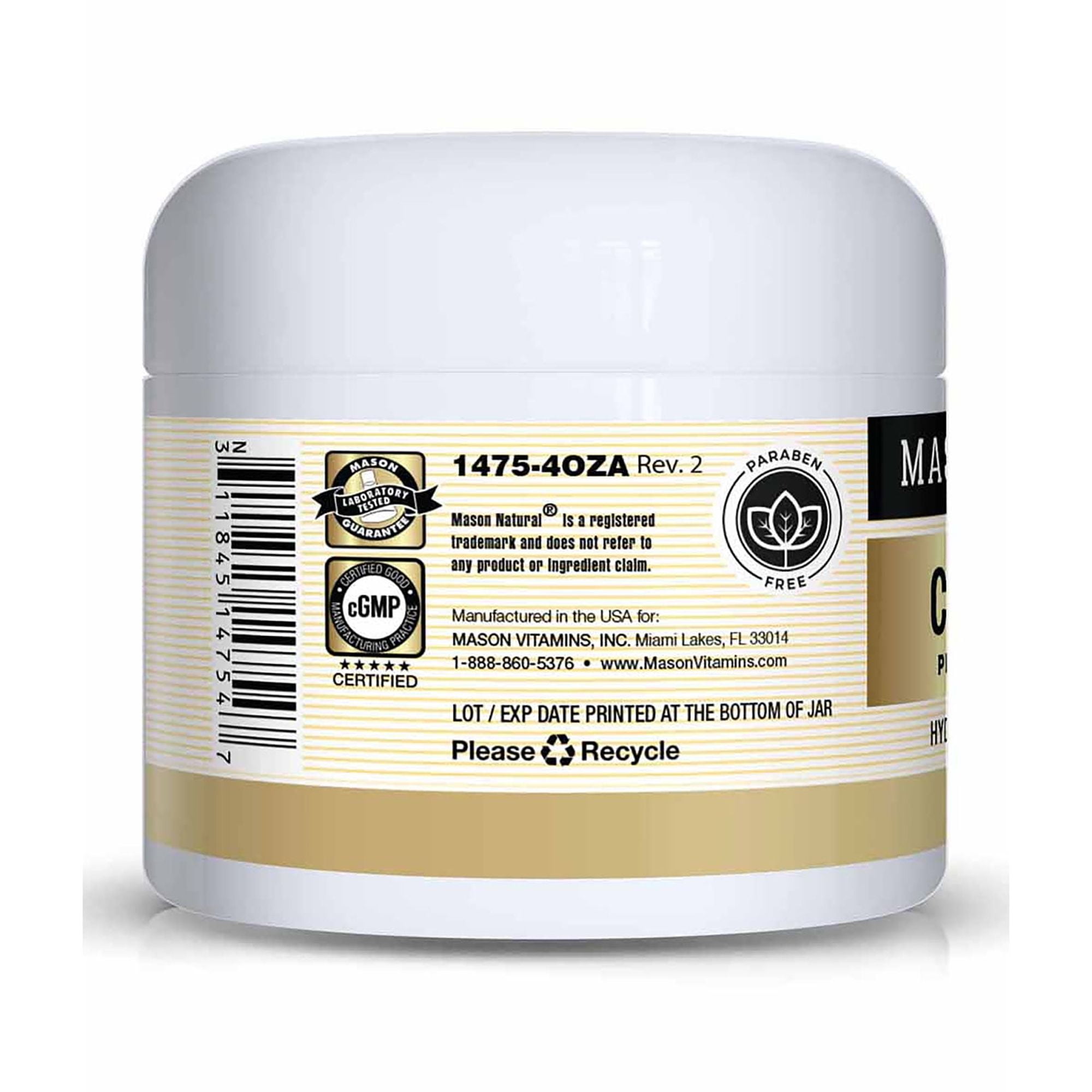 (5 pack) Mason Natural Collagen Skin Cream, Hydration & Conditioning, Paraben Free, 4 oz