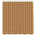 thumbnail image 3 of Geometric Shower Curtain, Ornament Native Folk Motif Grid Style Angled Lines and Diamond Shape Layout, Fabric Bathroom Set with Hooks, 69W X 75L Inches Long, Multicolor, by Ambesonne, 3 of 3