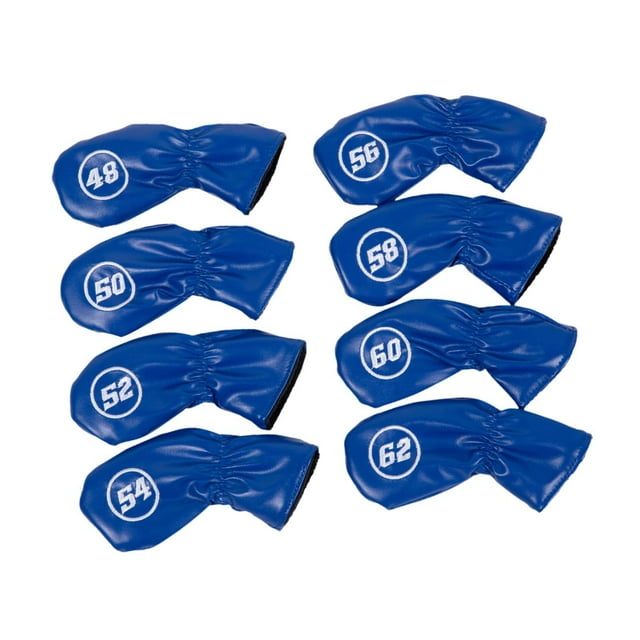 DYNWAVECA 8Pcs Golf Iron Club Head Covers Embroidery Golfer Gift with Degree Protector Rich Blue