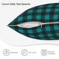 thumbnail image 5 of Haiem Teal On Black Plaid Print Velvet Soft Solid Decorative Square Throw Pillow Covers Set with Elegant Piping Christmas Cushion Case for Sofa Bedroom Car-16"x16", 5 of 8