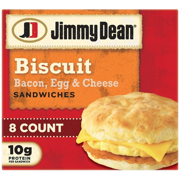 Jimmy Dean Bacon Egg & Cheese Biscuit Sandwich, 28.8 oz, 8 Count (Frozen)
