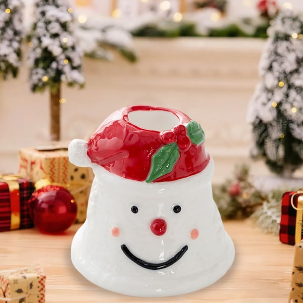 Santa Claus Snowman Ceramic Candle Holders Festive Romantic Candle Holders Decor Candlelight Dinner Ambiance Accessory