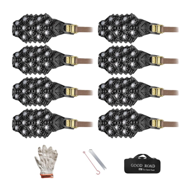 8 cadenas de nieve para neumáticos de 165 a 275 pulgadas, agarres para nieve, cadenas para ruedas, cadenas para barro, cadenas para neumáticos Negro