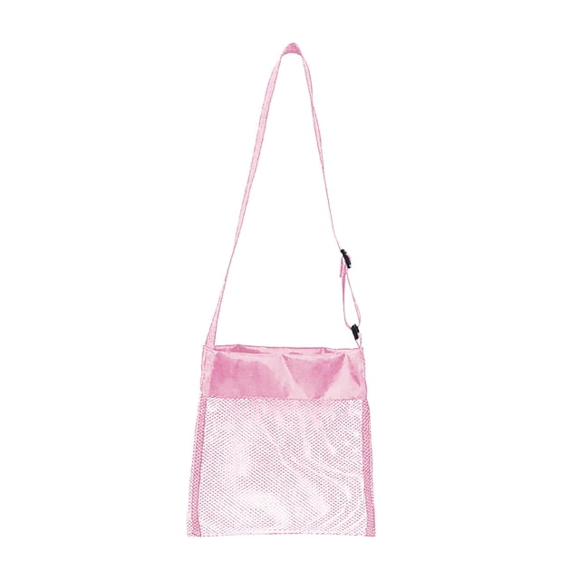Pink Small Mesh Beach Toy Bag For Kid - Compact Sand Collection Net With Zipper - Durable Shell Collecting Pouch For Outdoor Play - Portable 8.26 X 8.26 In Beach Essentials Toy Storage Org