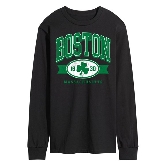 Instant Message - Boston Mass Clover Men's Long Sleeve Graphic T-Shirt