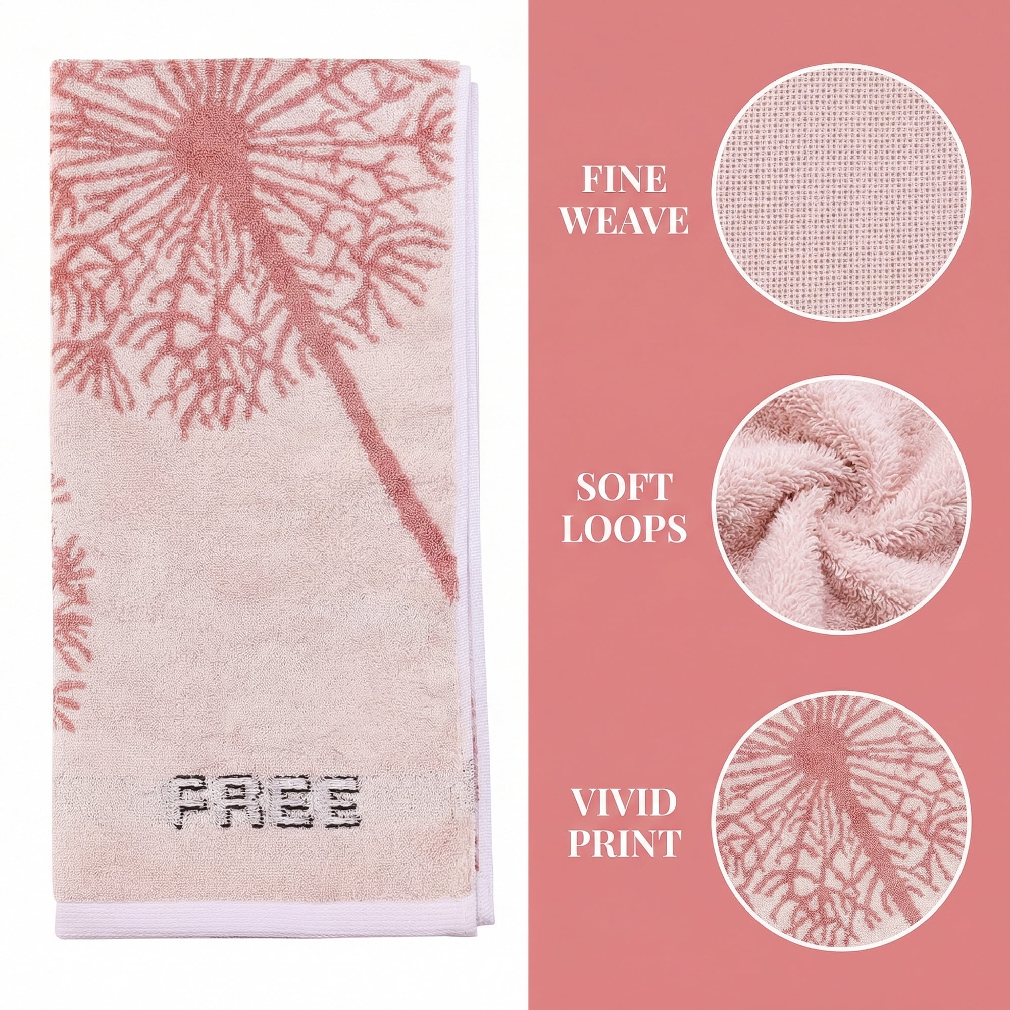 REGALWOVEN Pure Cotton Decorative Hand Towels with Dandelion Pattern, Ultra Soft Absorbent Quick Dry Bathroom Towels for Home, Spa, 29" x 13" Brown 4pk