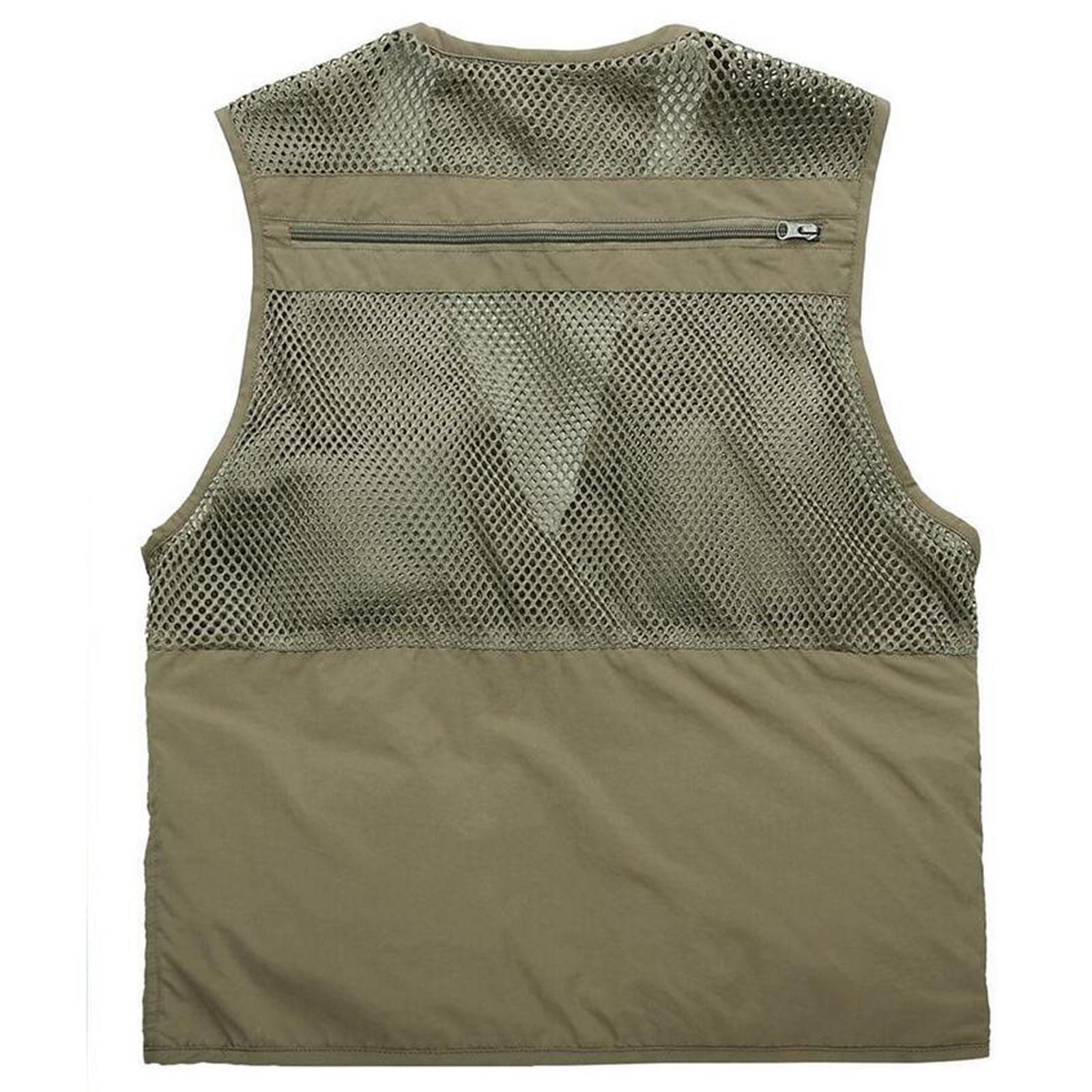 Brnmxoke Men's Casual Outdoor Utility Work Safari Fishing Hiking Travel Cargo Vest Jacket Multi Pockets Lightweight Quick Dry Plus Size
