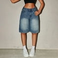thumbnail image 2 of XQYLOS Girls Jean Shorts Cute Vintage Distressed Washed Denim for Teen, Straight Leg 𝖸𝟤𝗄 Streetwear Shorts 13-16Y Retro Fashion, 2 of 5