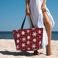 thumbnail image 3 of Wukai Snowflakes On A Buffalo Plaid Christmas Print Zipper Bag,large Beach Tote Bag,Waterproof Sandproof Bag,Grocery and Picnic Tote Travel Bag, 3 of 5