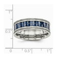 thumbnail image 2 of 8mm Stainless Steel Polished With Blue Carbon Fiber Textured Edge Ring - Size 9, 2 of 2