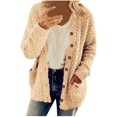 thumbnail image 2 of Womens 2022 Winter Long Sleeve Solid Fuzzy Fleece Open Front Hooded Cardigans Jacket Coats Outerwear with Pocket, 2 of 9