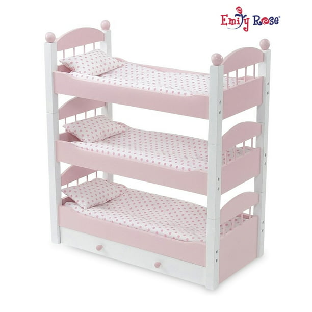 Stackable Bunk Bed Triple Bunkbed, Badger Basket Doll Bunk Bed With Ladder And Trundle