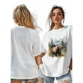 thumbnail image 7 of Women's T-Shirt Forest Animal Nature Bear Short Sleeve Casual Tee Classic Crew Neck T Shirt for Women White, XS, 7 of 7