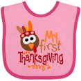 thumbnail image 3 of Inktastic My 1st Thanksgiving Cute Turkey with Feathers Boys or Girls Baby Bib, 3 of 4