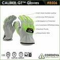 thumbnail image 2 of 10-Pack of Cordova 85063XL Caliber-GT Grain Goatskin Driver Work Gloves, HPPE/Steel Fabric Lined, Keystone Thumb, Lime TPR Protectors, ANSI Cut Level A5, ANSI Impact Level 1, 3X-Large, 2 of 5