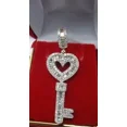 thumbnail image 6 of Forever Jewels 3Ct Round Moissanite Womens Key Pendant Necklace 14K White Gold Plated, 6 of 6