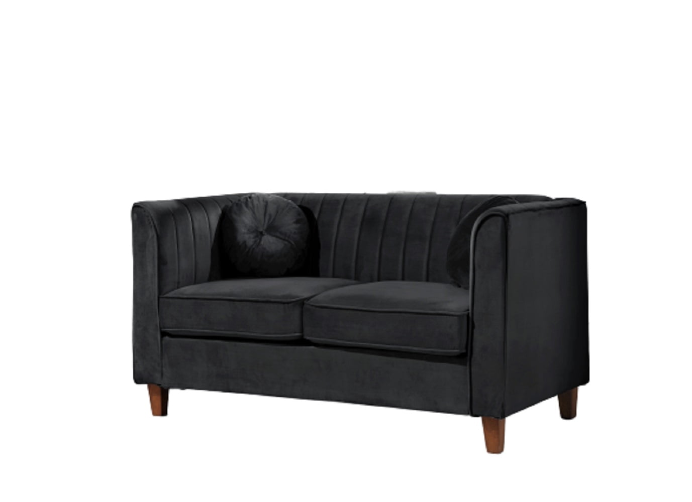 US Pride Furniture Arcola 55'' Velvet Rolled Arm Loveseat-Black