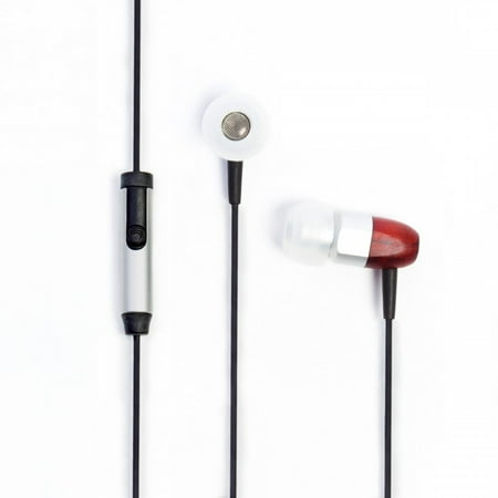 Cherry Headphone - Thinksound ts02+mic 8mm Noise Isolating Wooden Headphone with Universal 1 Button Microphone (Silver/Cherry)