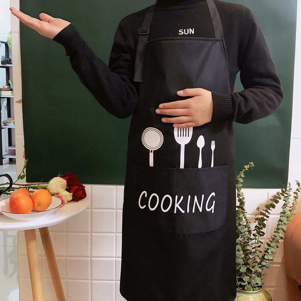 Cooking Kitchen Apron, Allovit Waterproof Apron with Big Pocket and Extra-Long Ties for Women & Men - Black