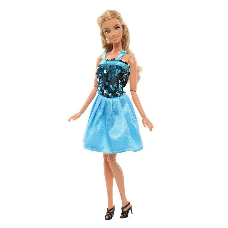 white christmas dresses Mattel Barbie Brunette Purple And Teal Sequin Dress Glitz Doll| Radar Toys main image 1