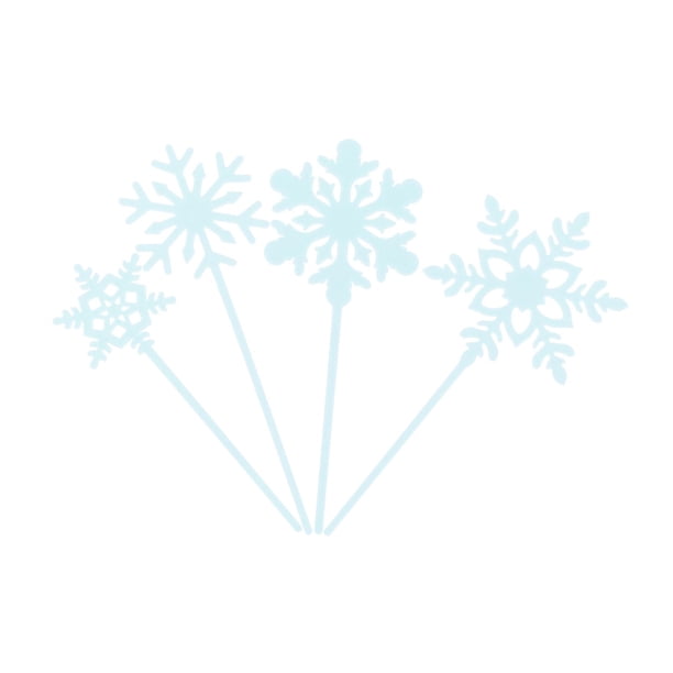 4 adornos para cupcakes con forma de copo de nieve, palillos para donuts, decoración para baby shower Azul