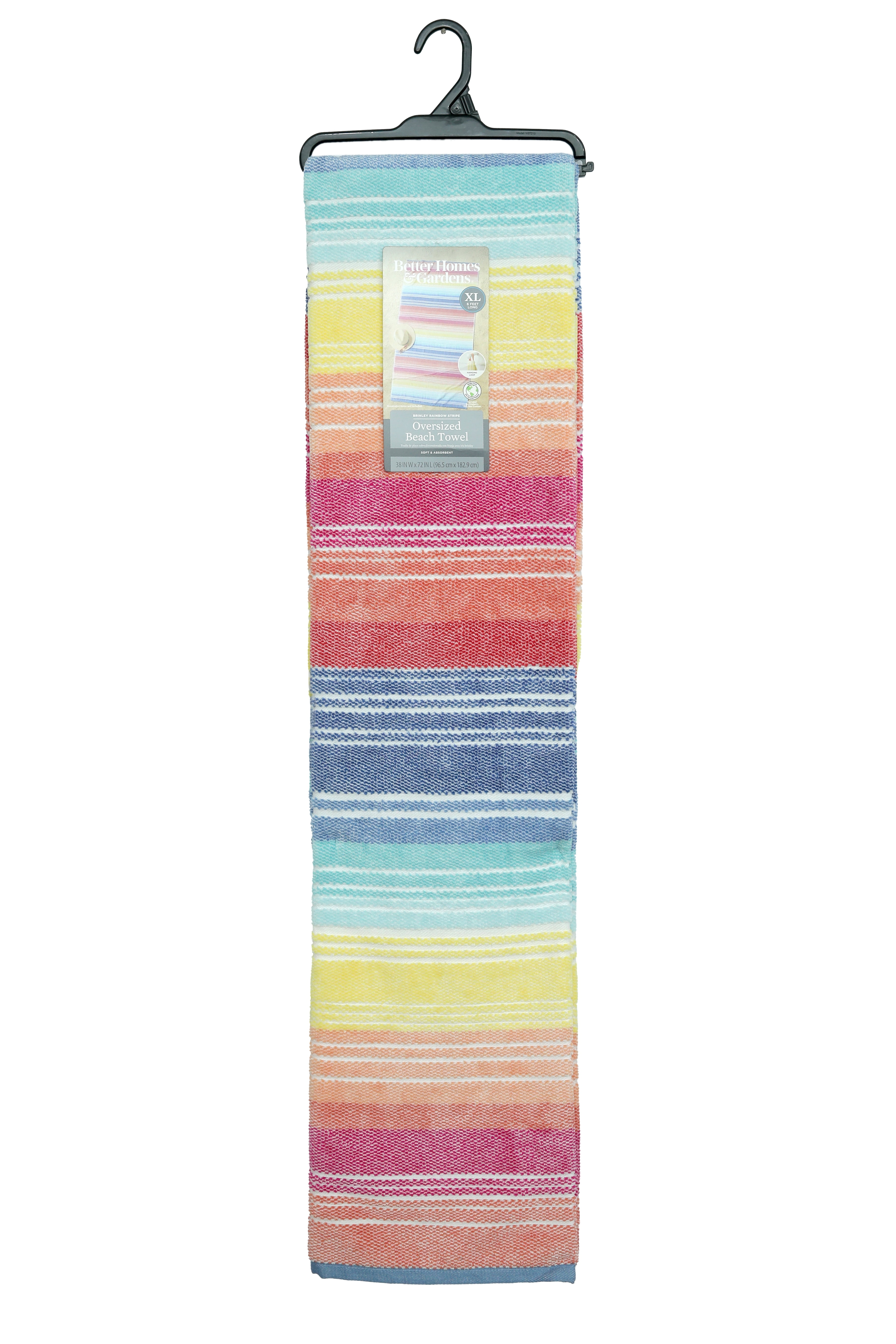Better Homes Gardens Oversized Cotton Blend Rainbow Striped Beach Towel 38 x 72 Walmart