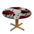 thumbnail image 3 of WYYP Red Flowers, Abstract Brush Strokes Round Tablecloth 100% Polyester Table Cover White, 3 of 8