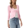 thumbnail image 4 of INSPIRE CHIC Tie Front Shrug Sweater for Women Crop Cardigan Knit 3/4 Sleeve Open Front Casual Elegant Cardigans XL Light Pink, 4 of 6