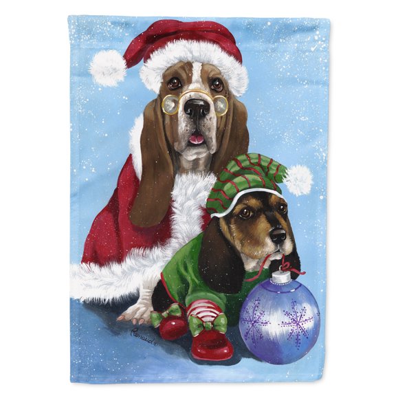 Basset Hound Santa Christmas Flag Canvas House Size