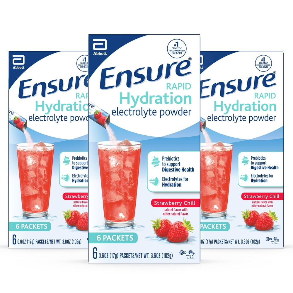 Ensure Rapid Hydration Electrolyte Powder, Prebiotics to Support