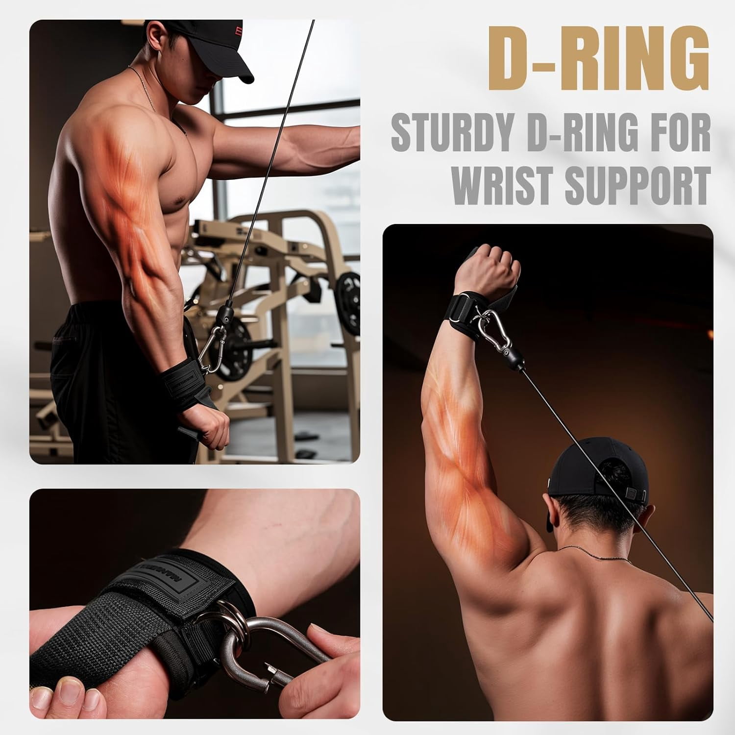 MANUEKLEAR Non-Slip Wrist Straps for Weightlifting Deadlifting, Gym Lifting Straps with D Rings for Cable Machine Workout, 10mm Neoprene Padded Weight lifting Wrist Wraps for Men Women