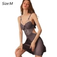 thumbnail image 2 of Pijamas seductores con perspectiva de encaje sexy para mujer, tirantes sin espalda, ropa de dormir para el hogar - Gris, 2 of 6