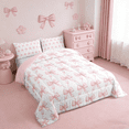 thumbnail image 3 of Manfei Kawaii Bow Bedding Comforter Set,Girls Bow Knot Twin Comforter Sets,Pink White Bedding Set,Breathable Bedroom Decorative Reversible,2pcs, 3 of 8