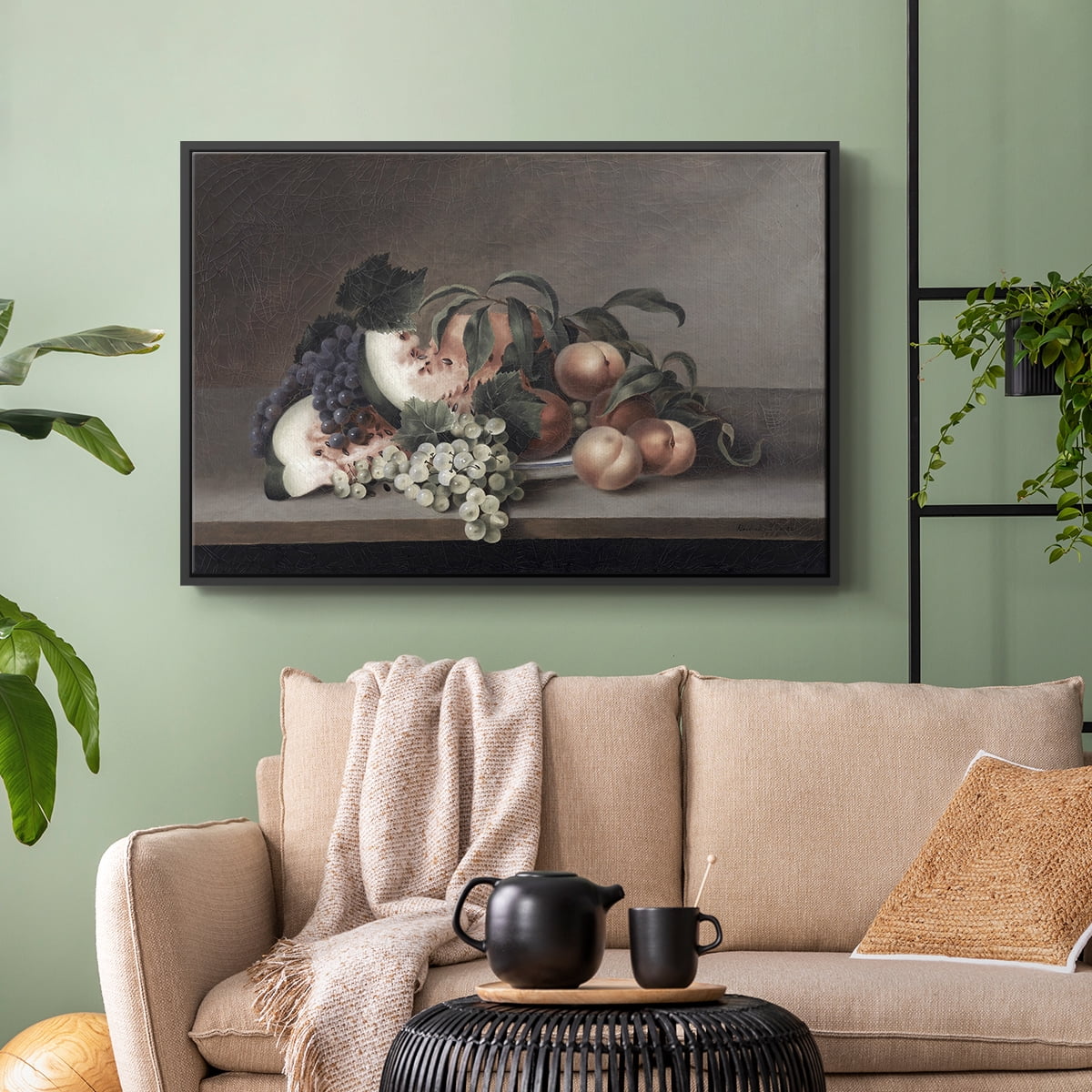 Vintage Botanical Print-XLII By Wexford Home Framed in Black Wood Gallery Wrapped Canvas 27 in. x 41 in.