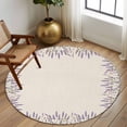 thumbnail image 2 of Round Rugs 5Ft, Purple Lavender Round Area Rug Washable Indoor Throw Carpet, Farmhouse Vintage Botanical Flowers Floral Soft Non Slip Circle Rug for Cabinet Bathroom Home Decor Aesthetic, 2 of 8