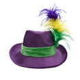 thumbnail image 5 of Velvet Mardi Gras Fedora Hat Gold Fleur De Lis And Feather Costume Accessory, 5 of 6