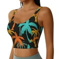 thumbnail image 2 of Vsdgher Palm Trees Print Women Sleeveless Athletic Tank Top Built-in Bra Camisole Sports Vest for Yoga Running Fitness Exercise with Removable Pads, 2 of 8