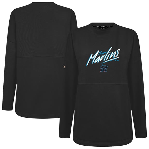 Women's Levelwear Black Miami Marlins Oversized Beaudry Sizzle Top