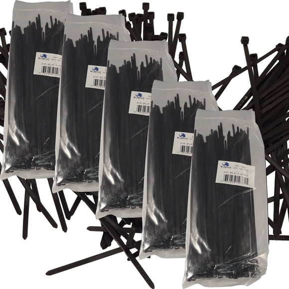 BlueDot Trading NEW 8" 3.5x200mm Durable UV Resistant Heavy Duty Locking Nylon Cable Wire Plastic Zip Tie Wrap for securely organize wires and cords, Black, Quantity 500
