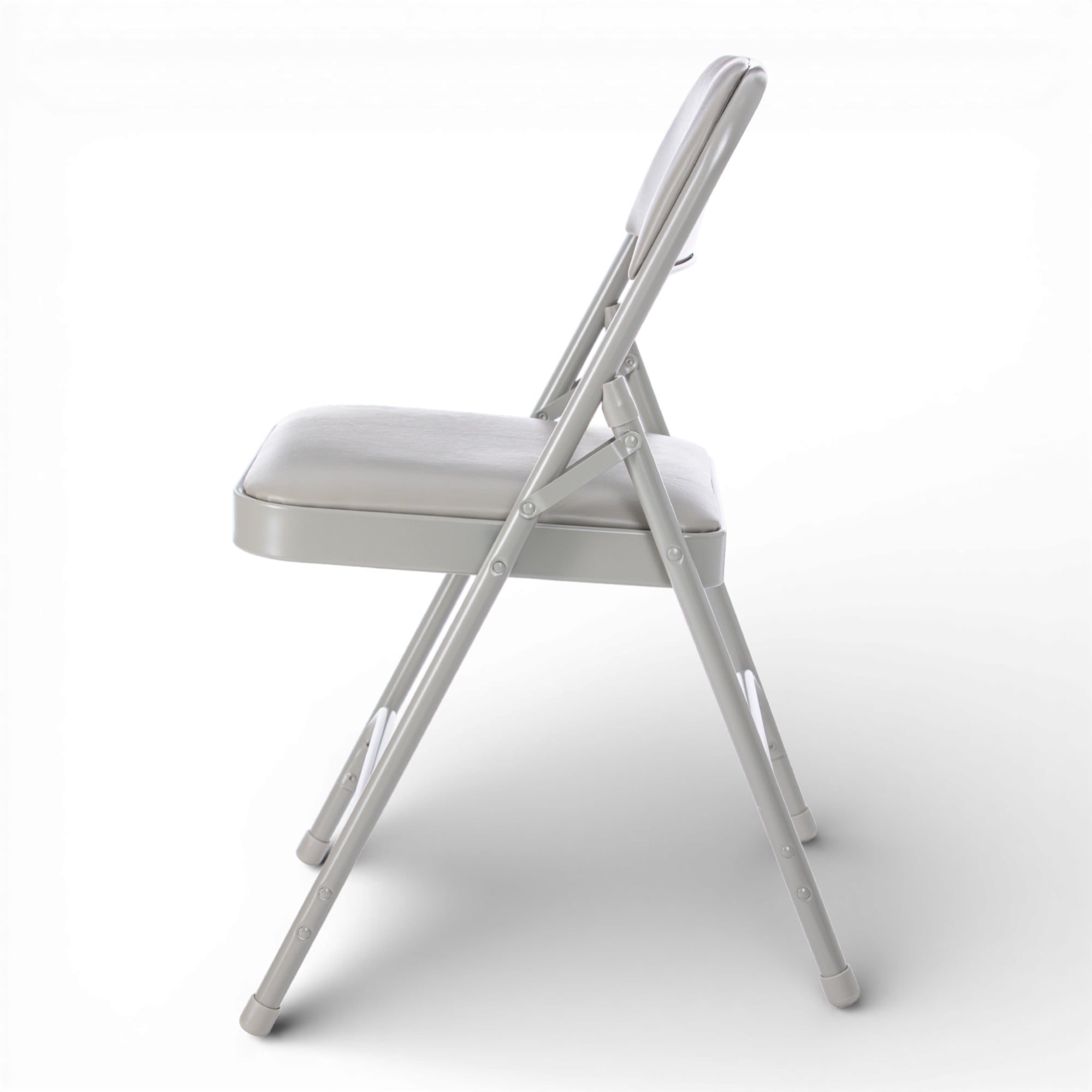 Hampden Furnishings Bernadine Collection Vinyl Folding Chair, Grey, Pack of 4