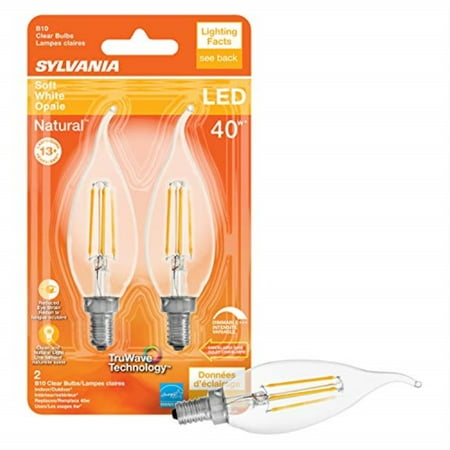 

3005252 LED B10 E12 SW 40W 2PK Sylvania Natural B10 E12 (Candelabra) LED Bulb Soft White 40 W (Pack of 1)